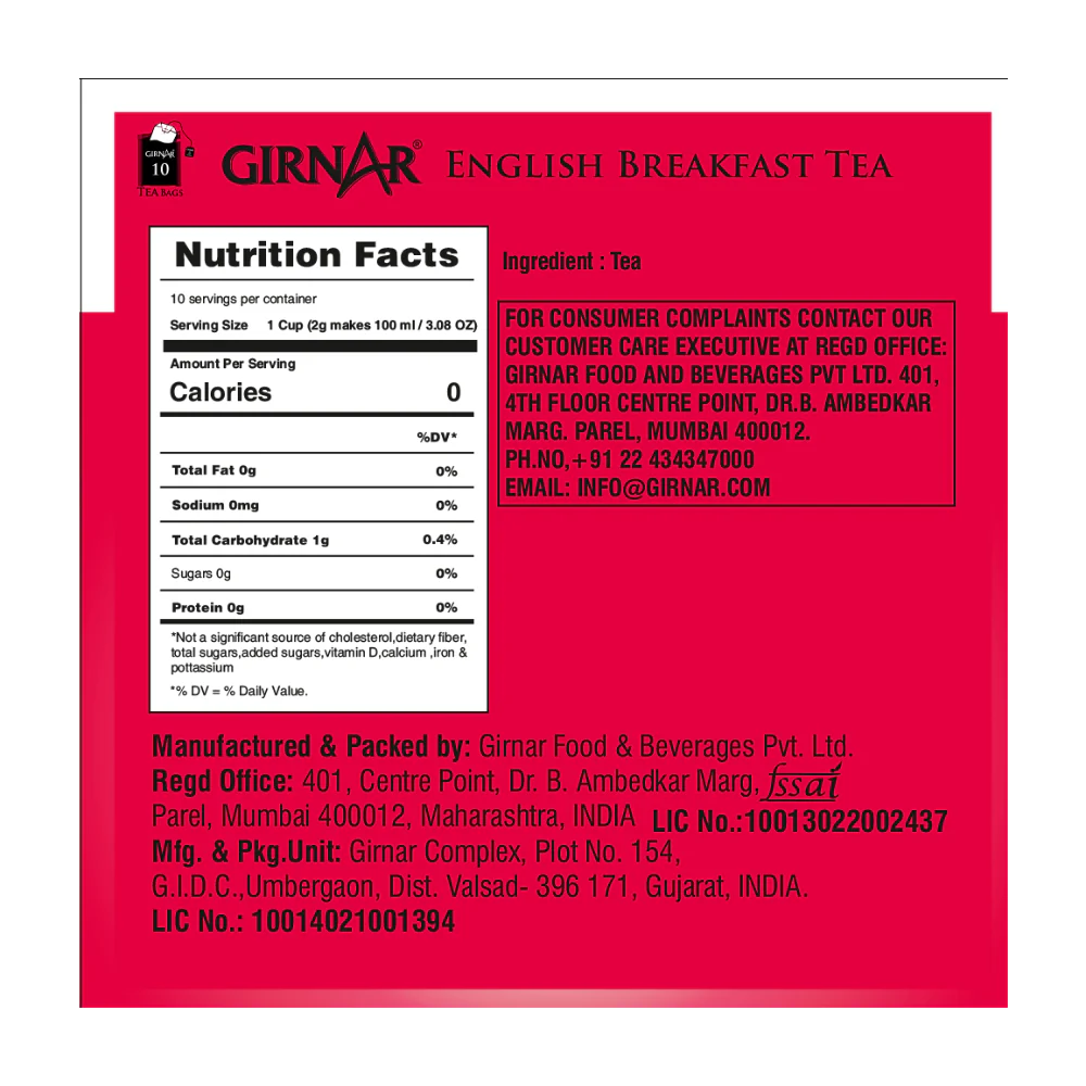Girnar Black Tea Bags - English Breakfast