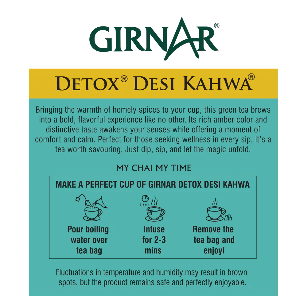 Bolsitas de Té Verde Girnar - Detox / Desi Kahwa 