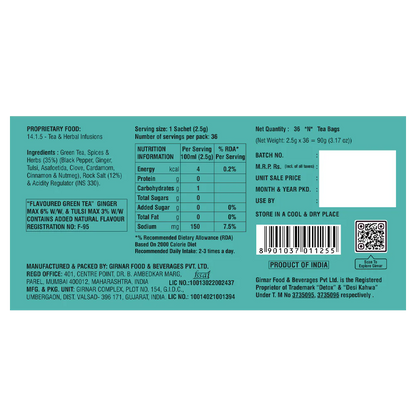 Girnar Green Tea Bags - Detox / Desi Kahwa (36 Bags)