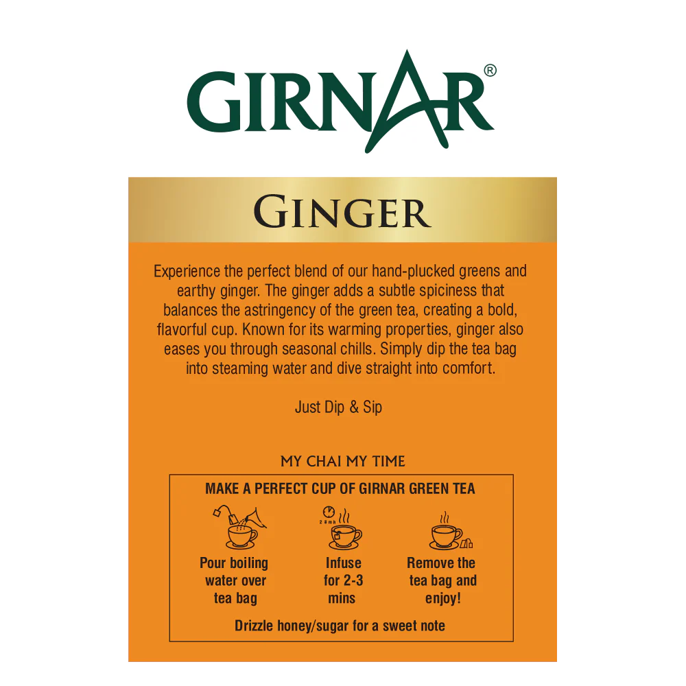 Bolsitas de té verde Girnar - Jengibre 
