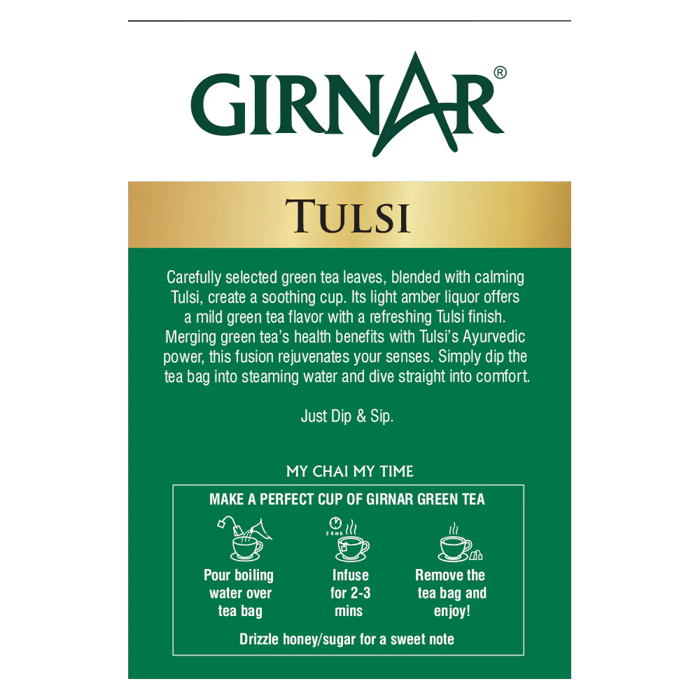 Bolsitas de té verde Girnar - Tulsi 