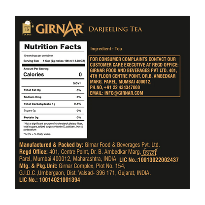 Bolsitas de té negro de origen único Girnar - Té Darjeeling 